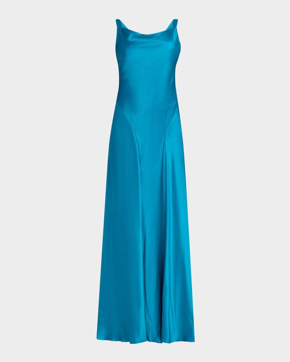 Cowl-Neck Sleeveless Satin Gown